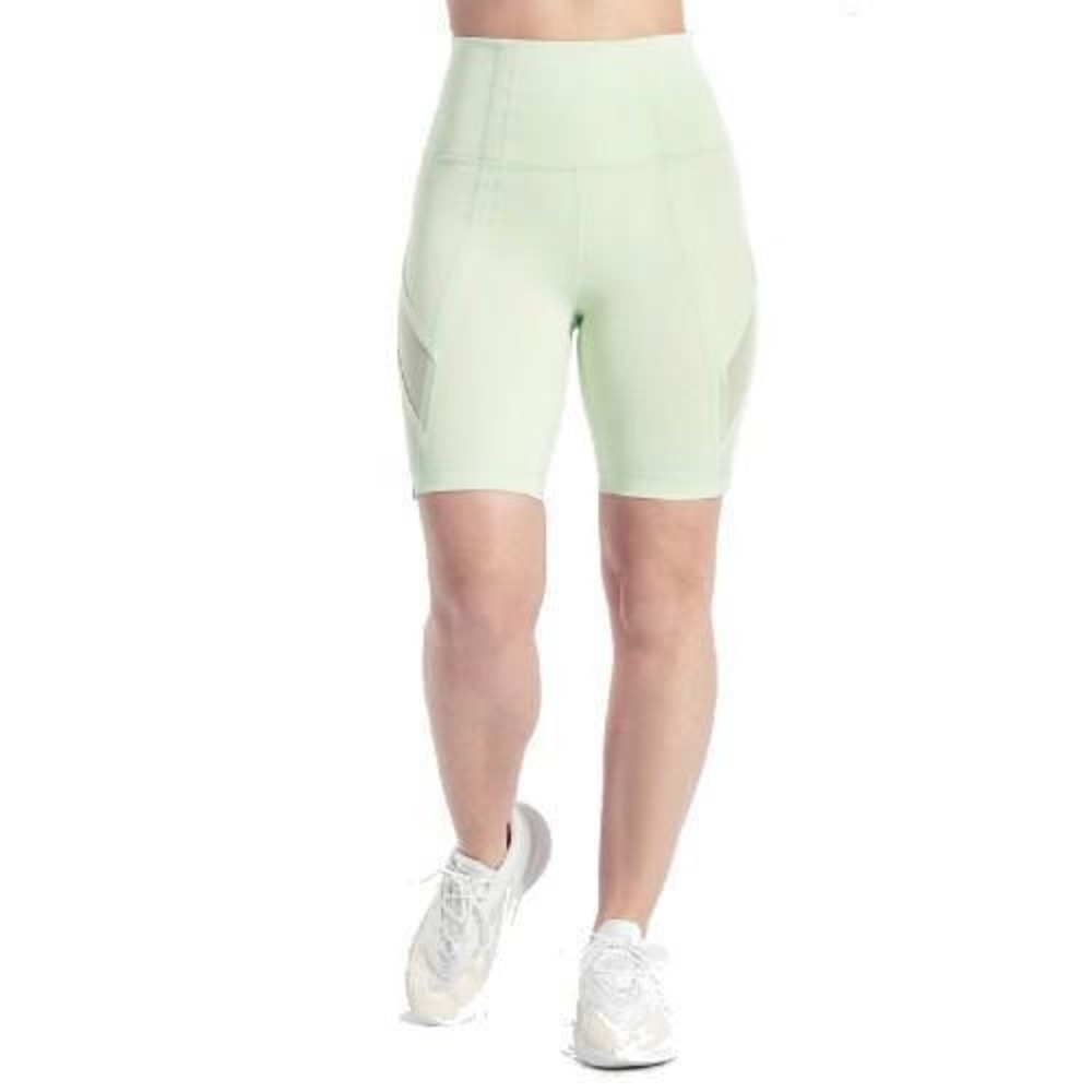 LOLE High Waisted Biker Shorts‎ Mint Green Mesh Panel Athleisure Size Medium